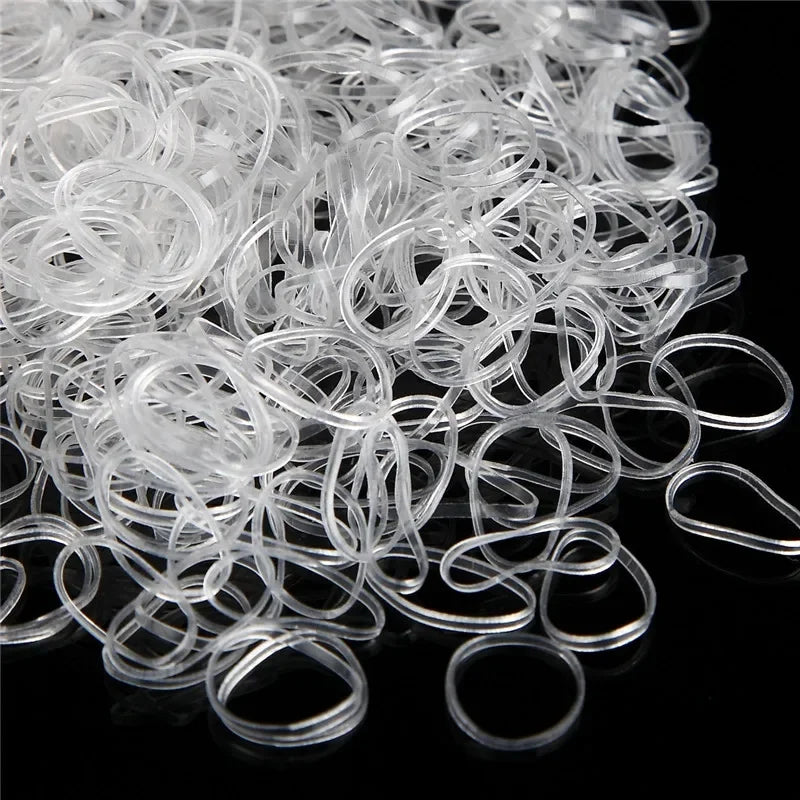 1000Pcs/pack Transparent TPU Disposable Elastic Rope Rubber Bands Girls Bind Tie Ponytail Holder Accessories Hair Styling Tools
