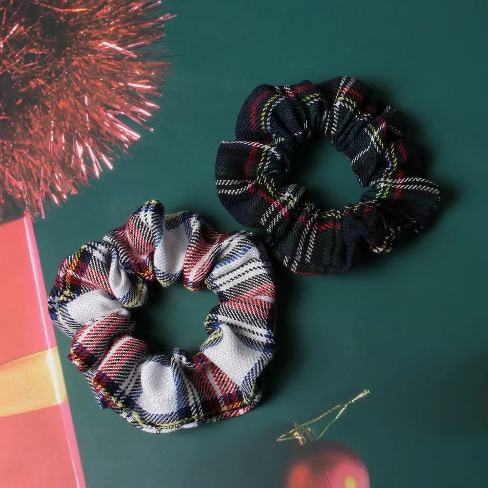 2pcs Plaid Scrunchies Set Autumn and Winter Women Hair Elastic Hair Bands Girls Hair Ties Ponytail Holders  Hair Accessories