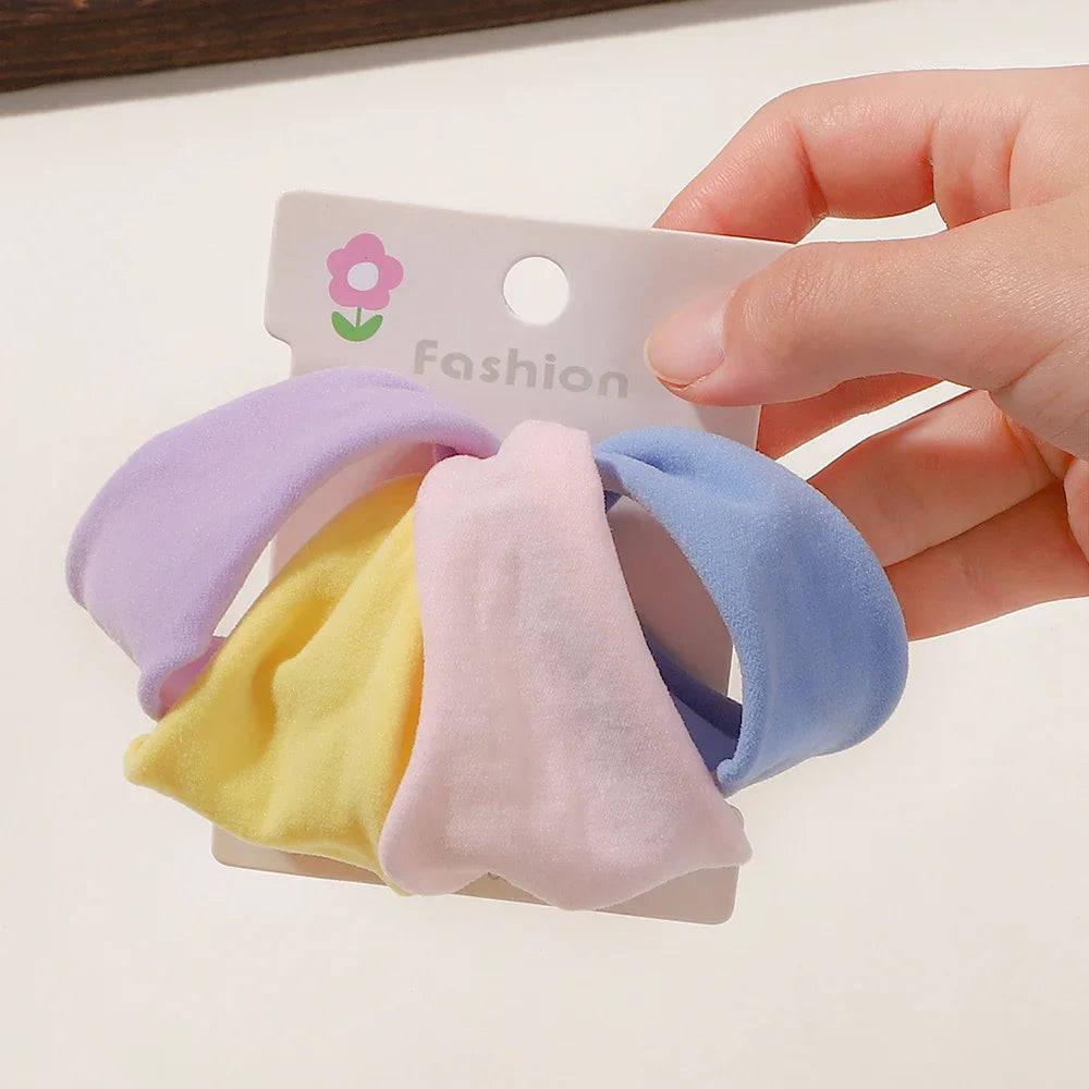 4Pcs/Set Soft Wide Nylon Scrunchies Elastic Hair Bands for Women Girls Fashion Ponytail Holders Rubber Ties Hair Accessories