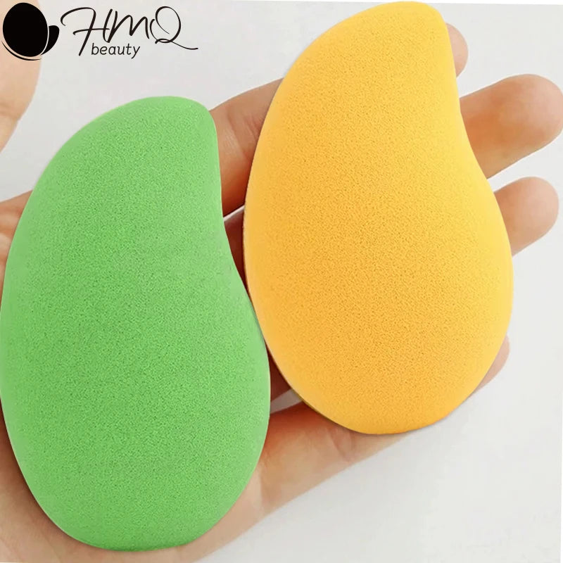 12/2pcs Mango Shape Soft Makeup Sponge Face Beauty Cosmetic Powder Puff For Foundation Concealer Cream Make Up Blender Tools