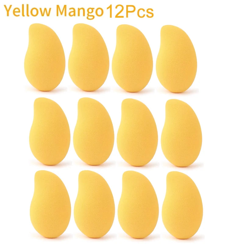 12/2pcs Mango Shape Soft Makeup Sponge Face Beauty Cosmetic Powder Puff For Foundation Concealer Cream Make Up Blender Tools
