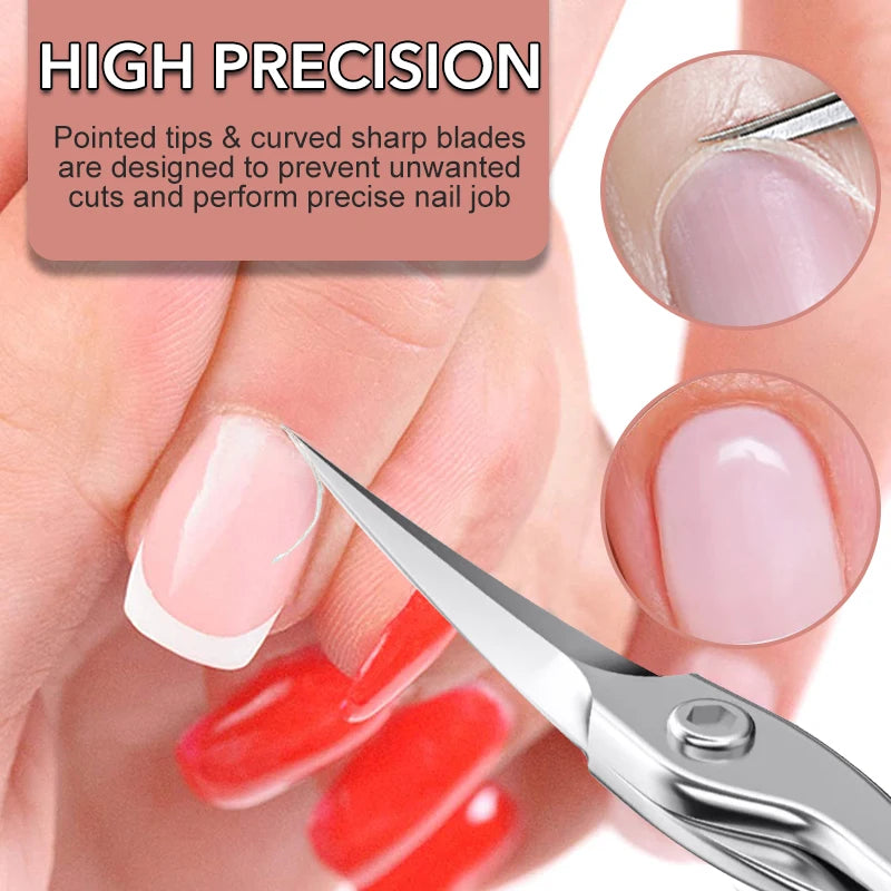 1Pc Cuticle Scissors Stainless Steel Curved Blade Small Scissors Trimming the Fingernails Eyebrow Eyelash Dry Skin Nail Scissors