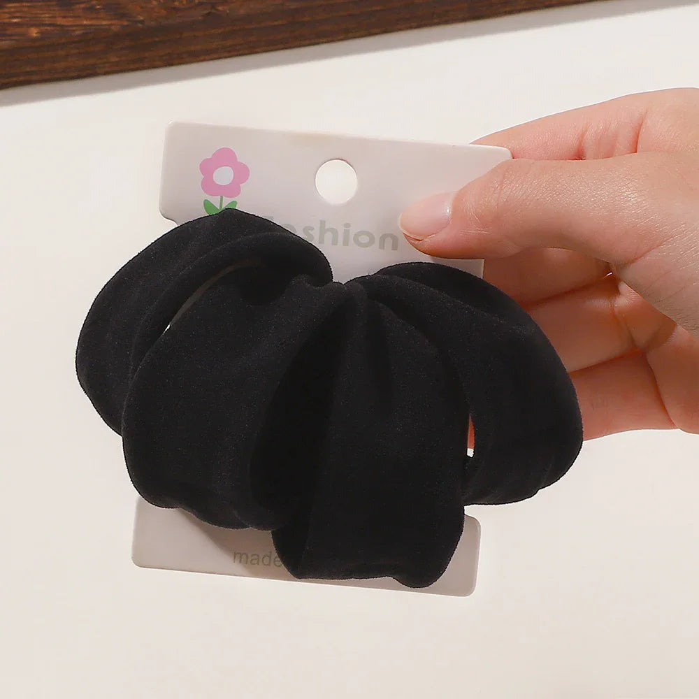 4Pcs/Set Soft Wide Nylon Scrunchies Elastic Hair Bands for Women Girls Fashion Ponytail Holders Rubber Ties Hair Accessories