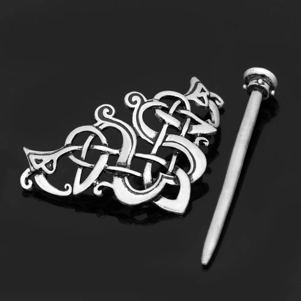 Viking Celtic Hair Clips Vintage Celtic Knot Hairpins Retro Silver Alloy Hair Sticks Viking Metal Celtic Hair Barrette Jewelry