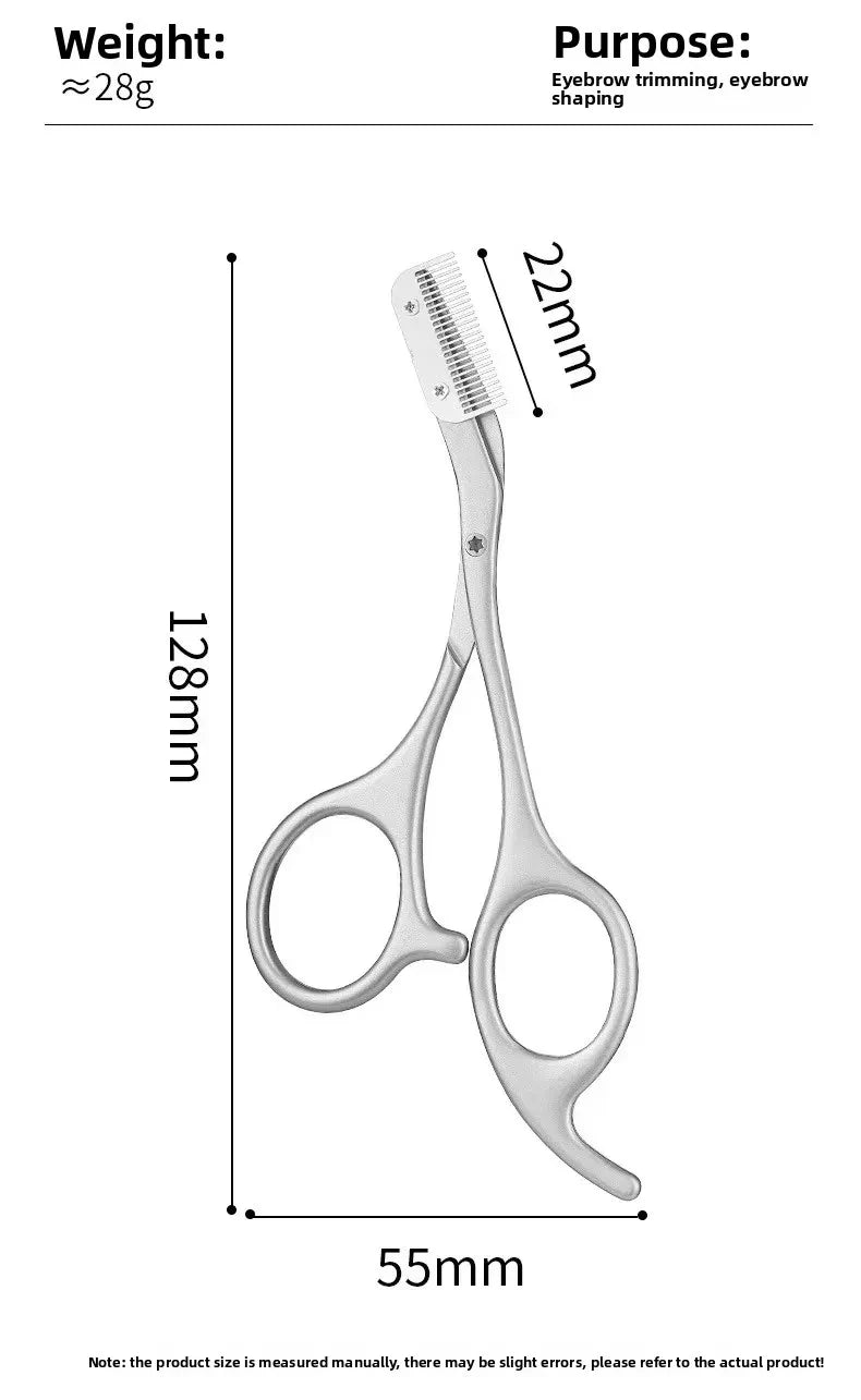 1PCS Eyebrow Trimmer Scissor New Stainless Steel Eyebrow Scissors with Comb,Portable Non Slip Professional Eyebrow Trimmer