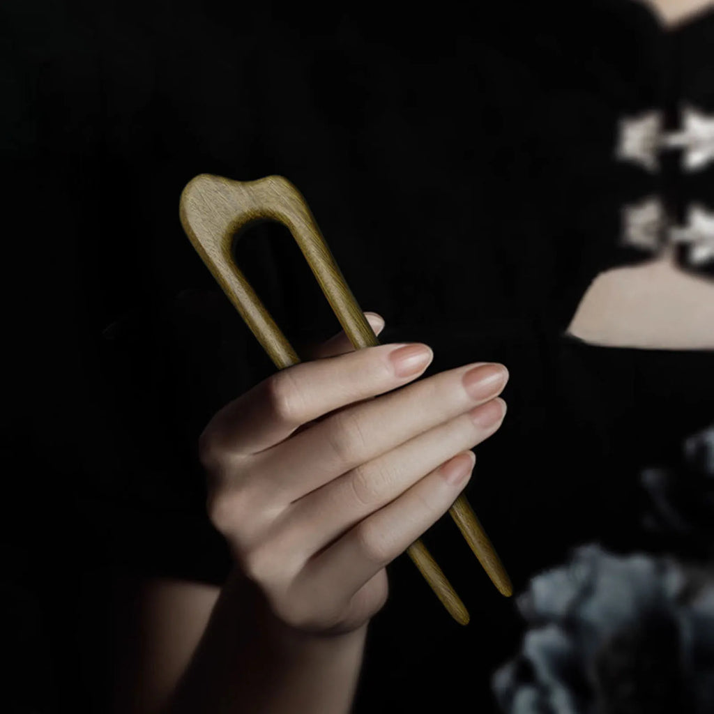 Handmade Wood Hair Pins and Clips Chinese Wooden Hair Sticks Forks U Shaped Hairpins Clips Retro Fashion Hairclips Headwear