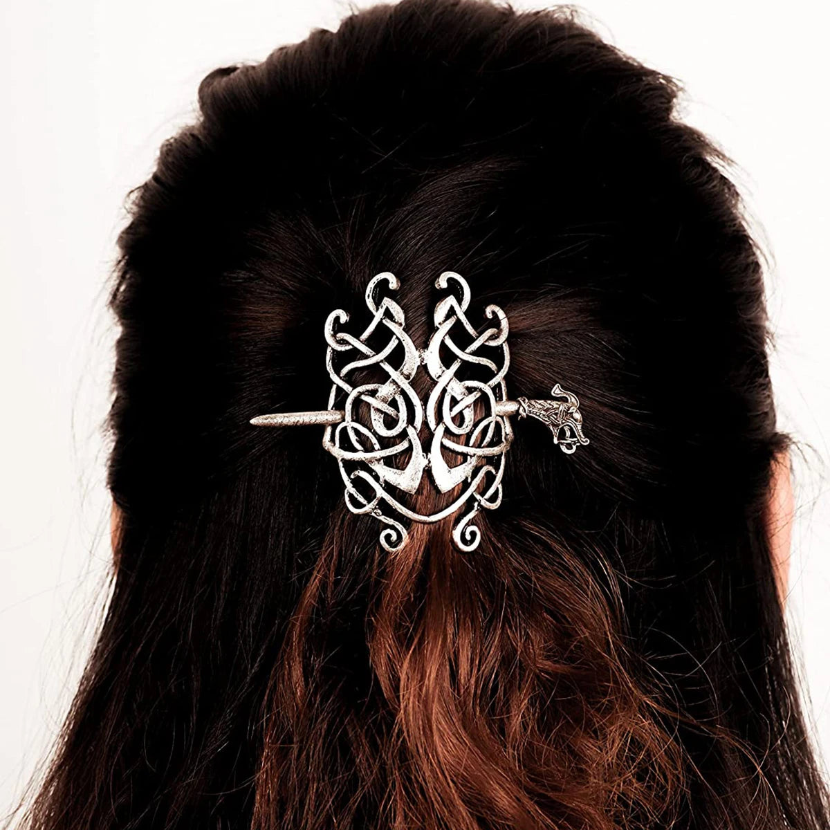 Viking Celtic Hair Clips Vintage Celtic Knot Hairpins Retro Silver Alloy Hair Sticks Viking Metal Celtic Hair Barrette Jewelry
