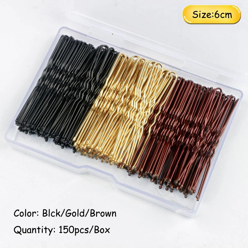 50-200PCS 6cm Basic U Shaped Gold Plated Metal Hairpin Invisible Hair Styling Bobby Pin Salon Hair Accessories Wedding Hair Grip