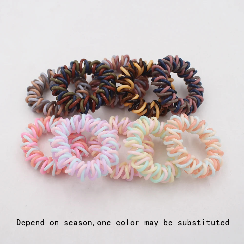 5Pcs/set New Fashion Matt Solid Telephone Wire Elastic Hair Band Frosted Spiral Cord Rubber Band Hair Tie Stretch Head Band Gum