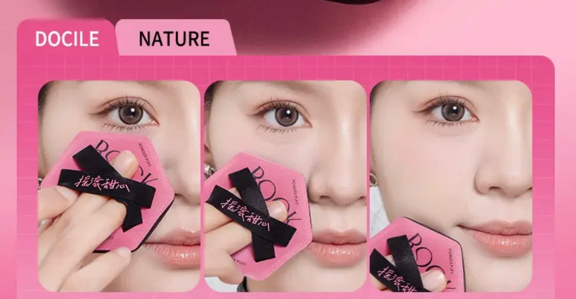 ROCK SWEET 3PCS Powder Puff Set - Soft Pink Dual Use Wet & Dry Foundation Applicators,Makeup Sponge&Trendy Design