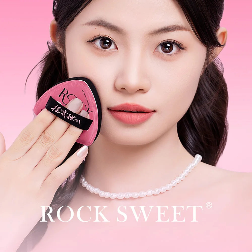 ROCK SWEET 3PCS Powder Puff Set - Soft Pink Dual Use Wet & Dry Foundation Applicators,Makeup Sponge&Trendy Design