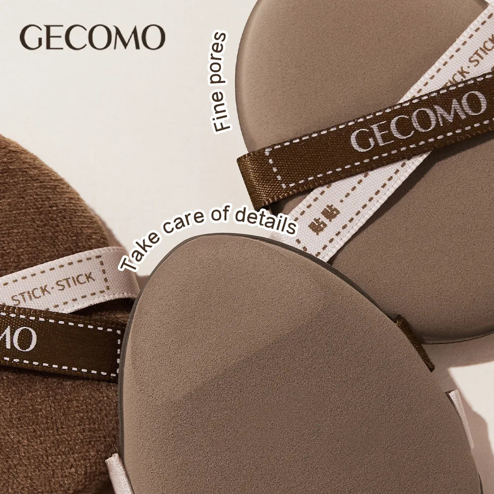 GECOMO Two-pack Powder Puff Set Box with Mirror, Wet And Dry Dual Use, Super Soft Makeup Sponge And Loose Powder Air Cushion