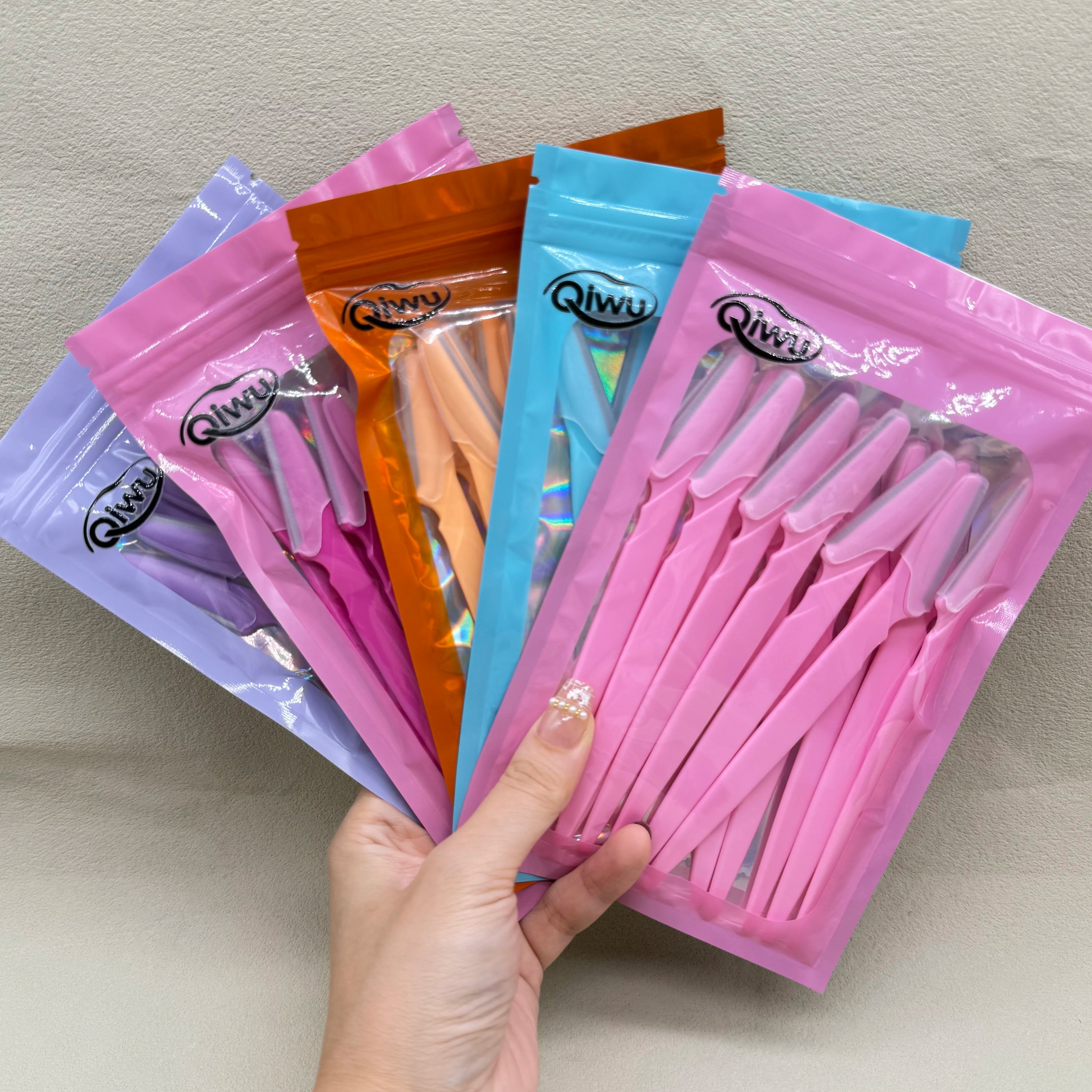 QI WU 12Pcs Eyebrow Trimmer Face Blade Shaver Portable Eye Brow Epilation Hair Removal Safety Eyebrow Cutting Woman Makeup Tools