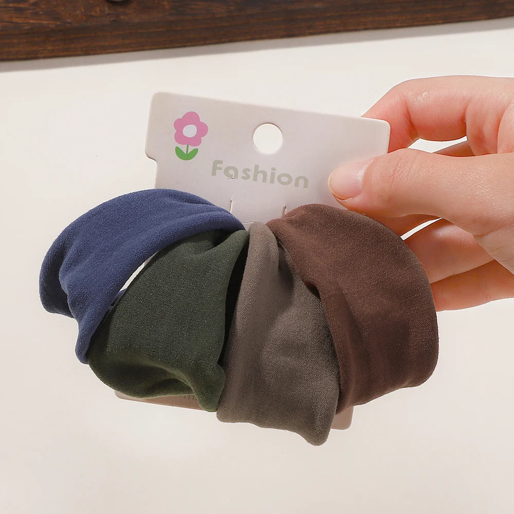 4Pcs/Set Soft Wide Nylon Scrunchies Elastic Hair Bands for Women Girls Fashion Ponytail Holders Rubber Ties Hair Accessories