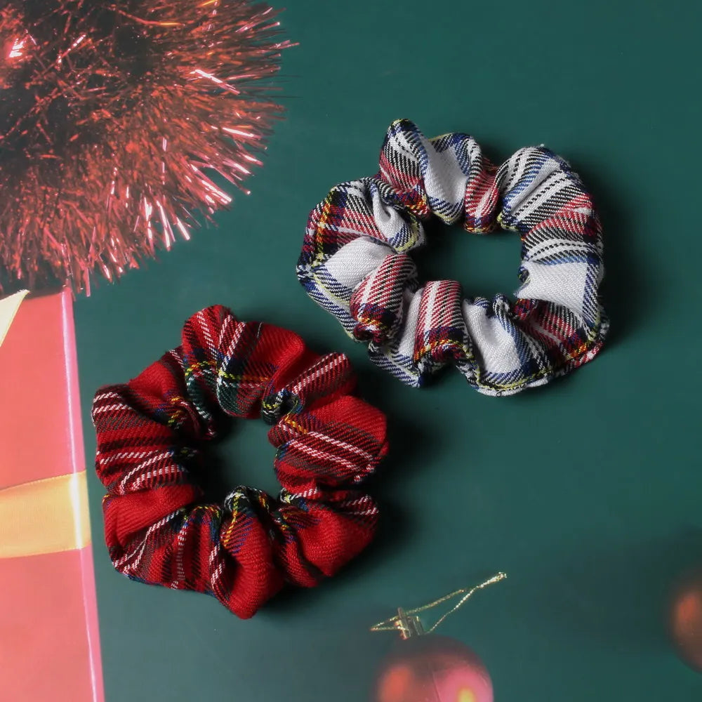 2pcs Plaid Scrunchies Set Autumn and Winter Women Hair Elastic Hair Bands Girls Hair Ties Ponytail Holders  Hair Accessories