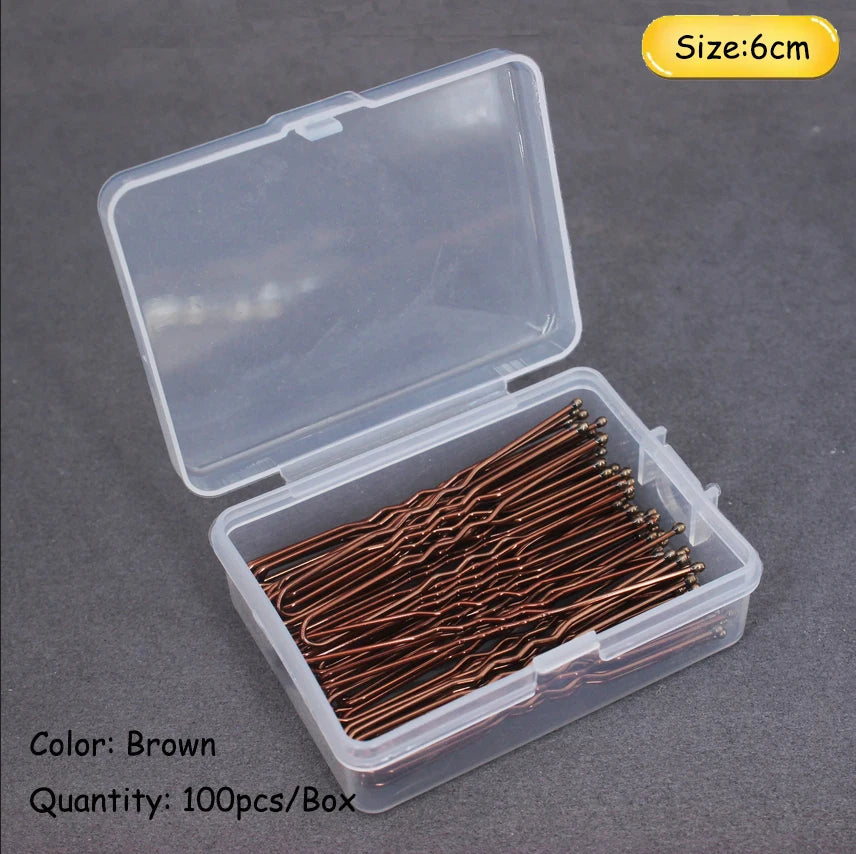 50-200PCS 6cm Basic U Shaped Gold Plated Metal Hairpin Invisible Hair Styling Bobby Pin Salon Hair Accessories Wedding Hair Grip