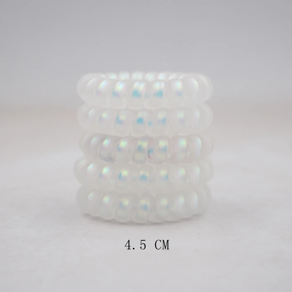 5Pcs/set New Fashion Matt Solid Telephone Wire Elastic Hair Band Frosted Spiral Cord Rubber Band Hair Tie Stretch Head Band Gum