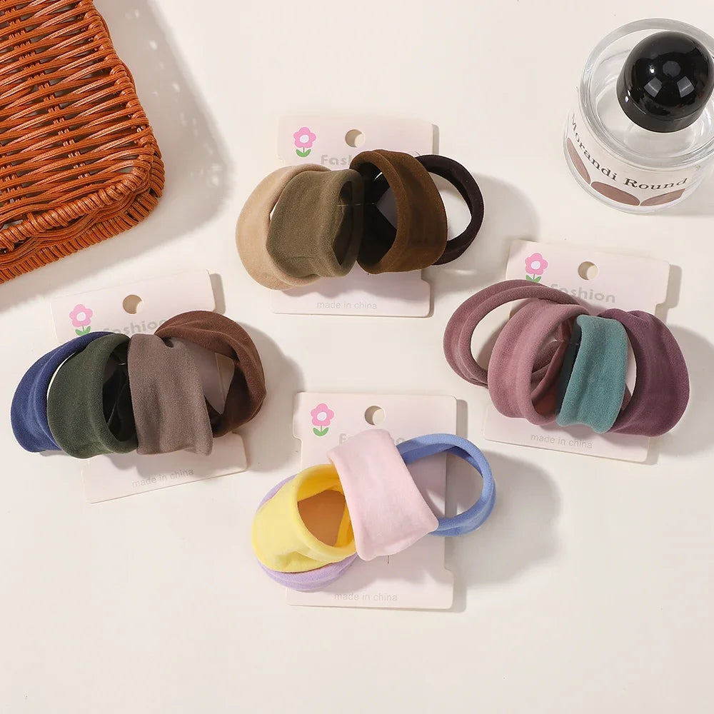 4Pcs/Set Soft Wide Nylon Scrunchies Elastic Hair Bands for Women Girls Fashion Ponytail Holders Rubber Ties Hair Accessories
