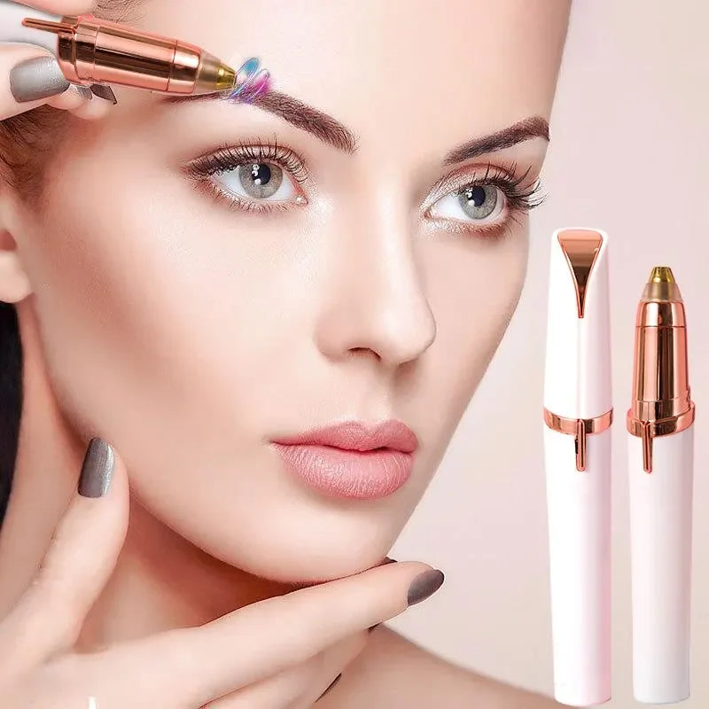 1PC Automatic Electric Eyebrow Trimmer for Beginners Nose Hair Shaver Brush Scraper with Battery （Self provided battery））