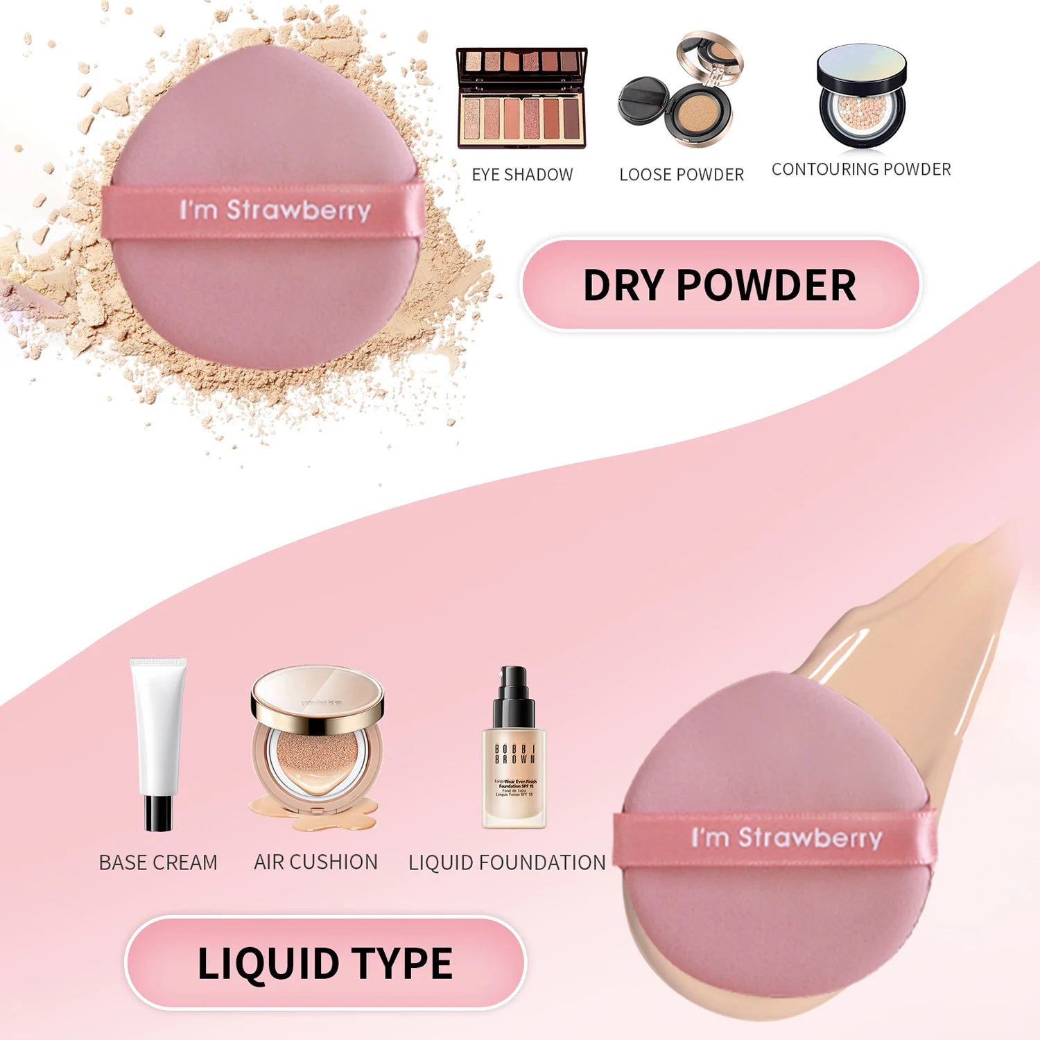 Boxed Dustproof Air Cushion Powder Puff Dry And Wet Dual-Use Makeup Circular Droplet Shaped Sponge Powder Puff Beauty Tool