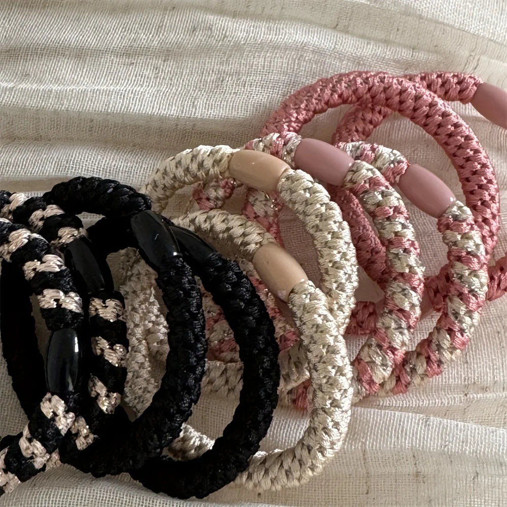 5pcs/set Hair Ties Twisted Knitted Rubber Bands Basic Elastic Hair Band Durable Ponytail Holder Women Hair Accessories