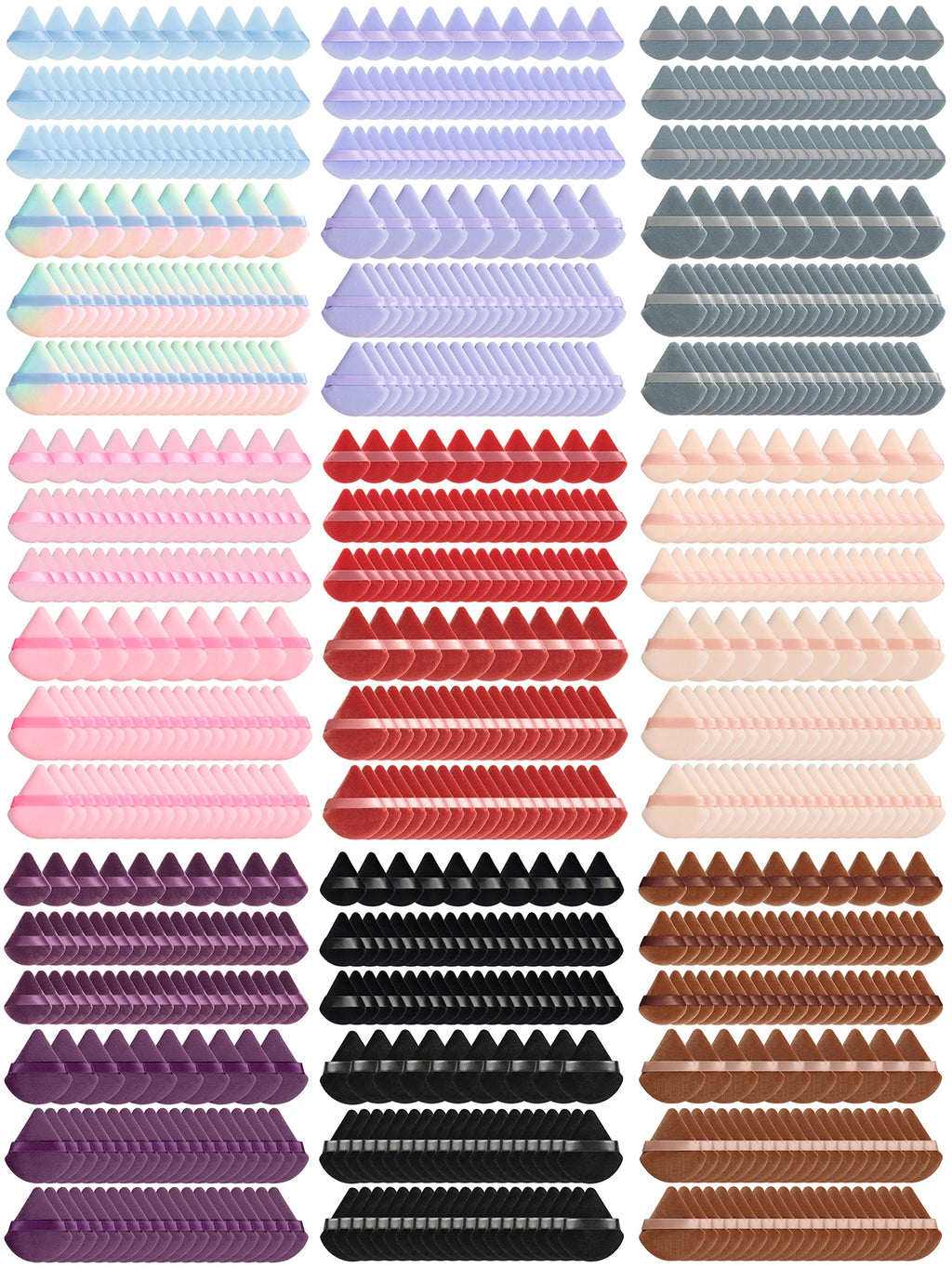50 Pcs Large Triangular Powder Puff + 50 Pcs Mini Triangular Powder Puff, Makeup Set, Ensuring Even Makeup Application.