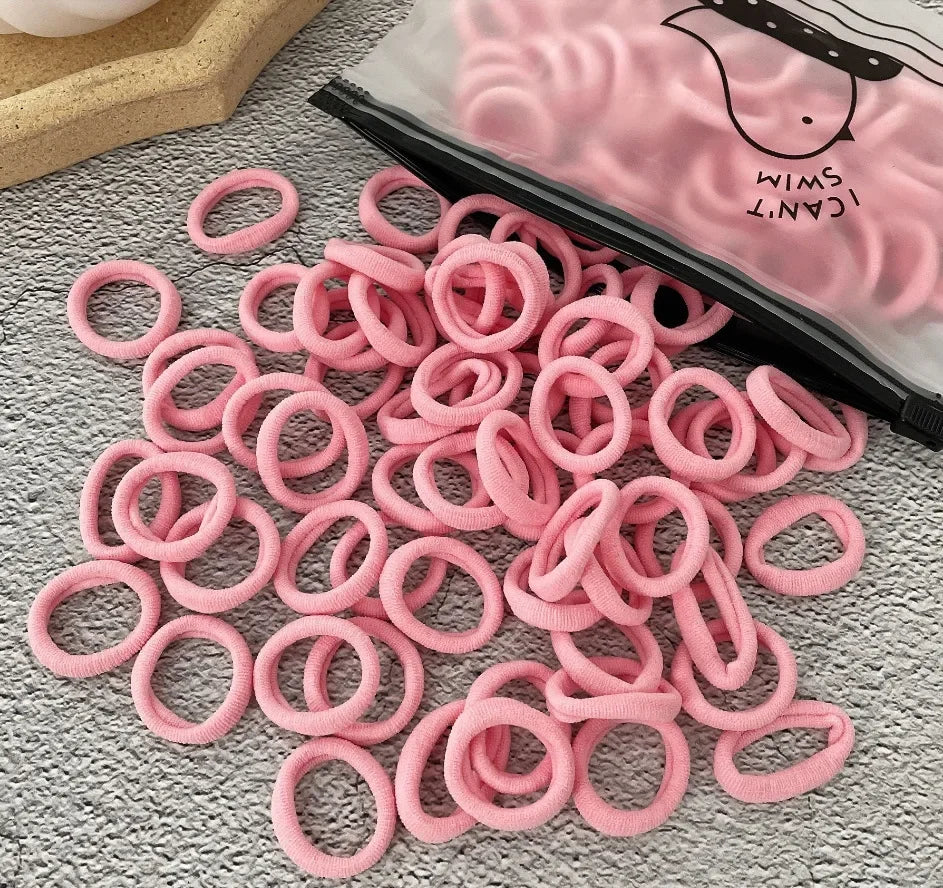 50/100Pcs Hair Bands for Children Colorful Nylon Scrunchie Hair Ties Rubber Band Kids Elastic Hair Leagues Girl Accessories