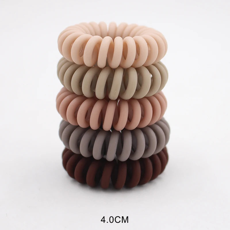 5Pcs/set New Fashion Matt Solid Telephone Wire Elastic Hair Band Frosted Spiral Cord Rubber Band Hair Tie Stretch Head Band Gum