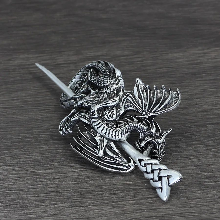 Viking Celtic Hair Clips Vintage Celtic Knot Hairpins Retro Silver Alloy Hair Sticks Viking Metal Celtic Hair Barrette Jewelry