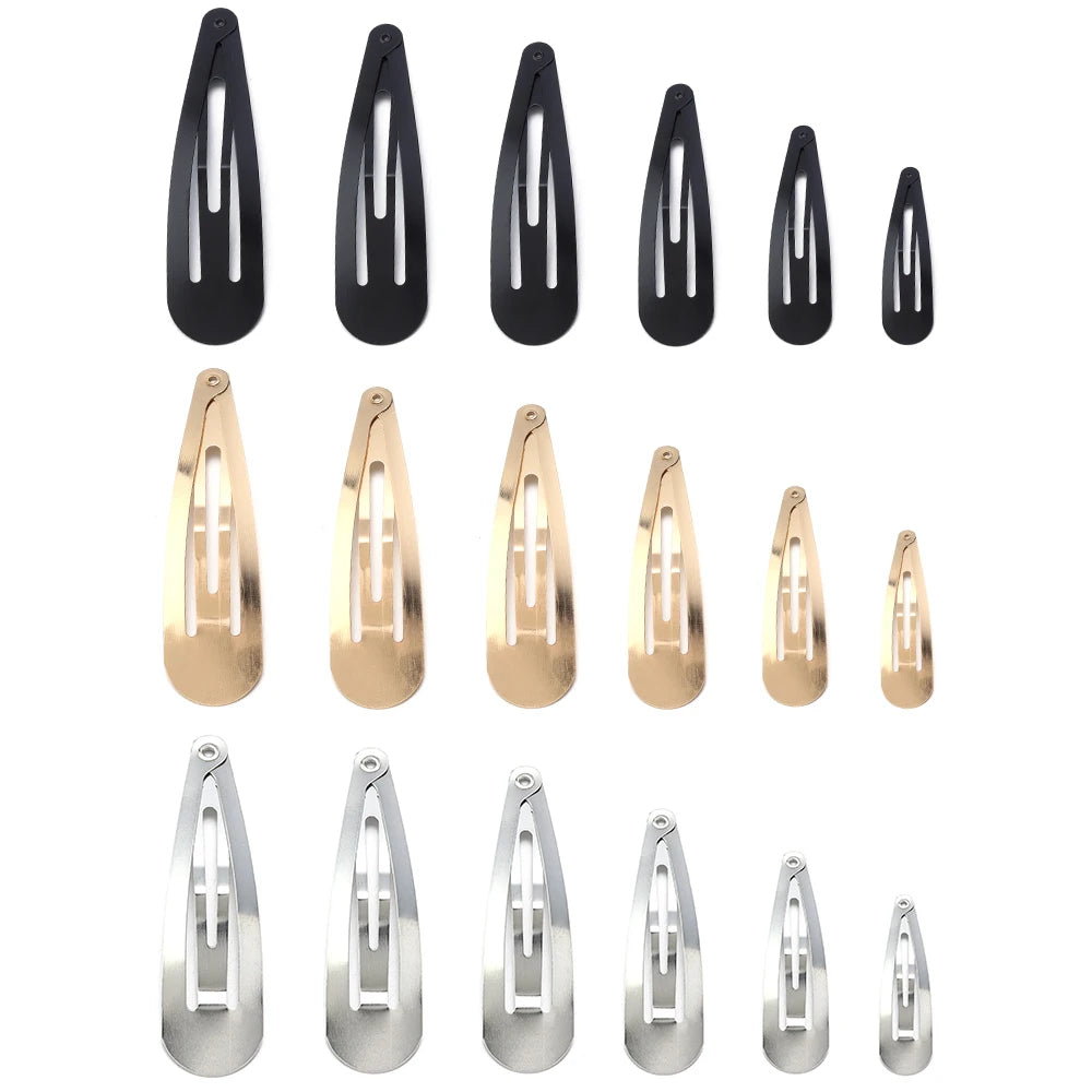 50pcs/lot Multiple Size Water Droplet Shaped Hair Clip For Girls Children DIY Hairpin Jewelry making Cute Hairgrips Accessories