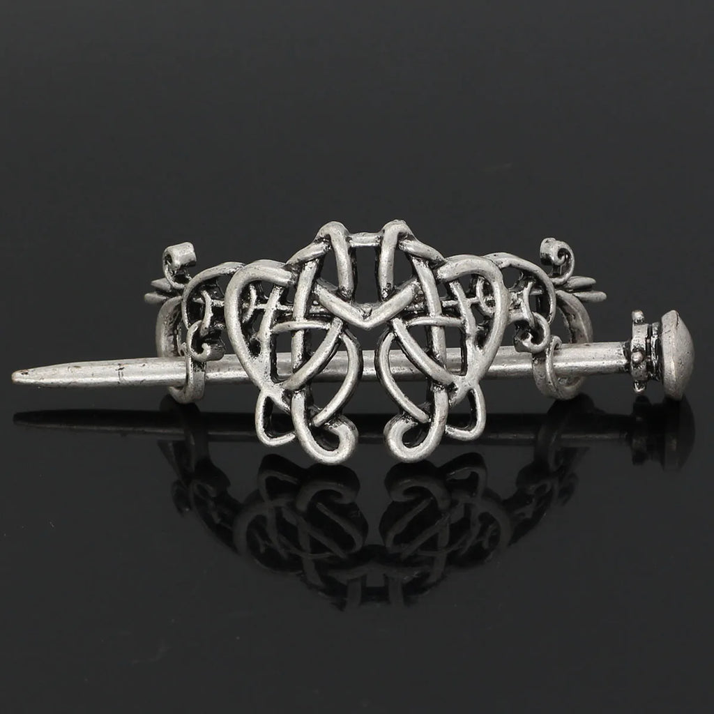 Viking Celtic Hair Clips Vintage Celtic Knot Hairpins Retro Silver Alloy Hair Sticks Viking Metal Celtic Hair Barrette Jewelry