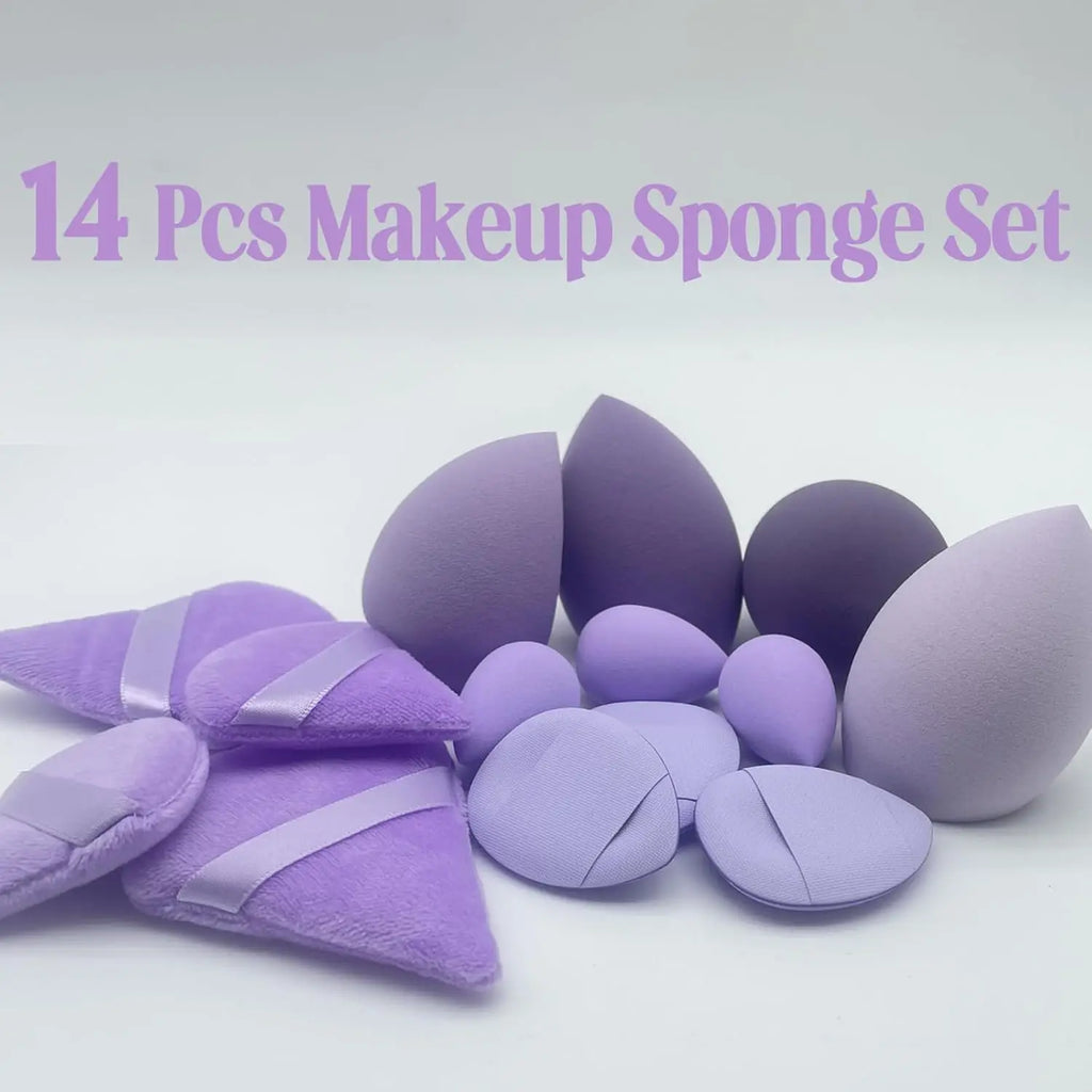 Makeup Sponge Set Blender Sponges 14/16Pcs for Liquid Cream, and Powder Latex Free Makeup Sponges Multi-colored Sponges