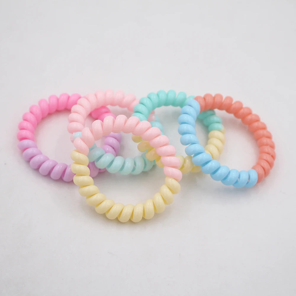 5Pcs/set New Fashion Matt Solid Telephone Wire Elastic Hair Band Frosted Spiral Cord Rubber Band Hair Tie Stretch Head Band Gum