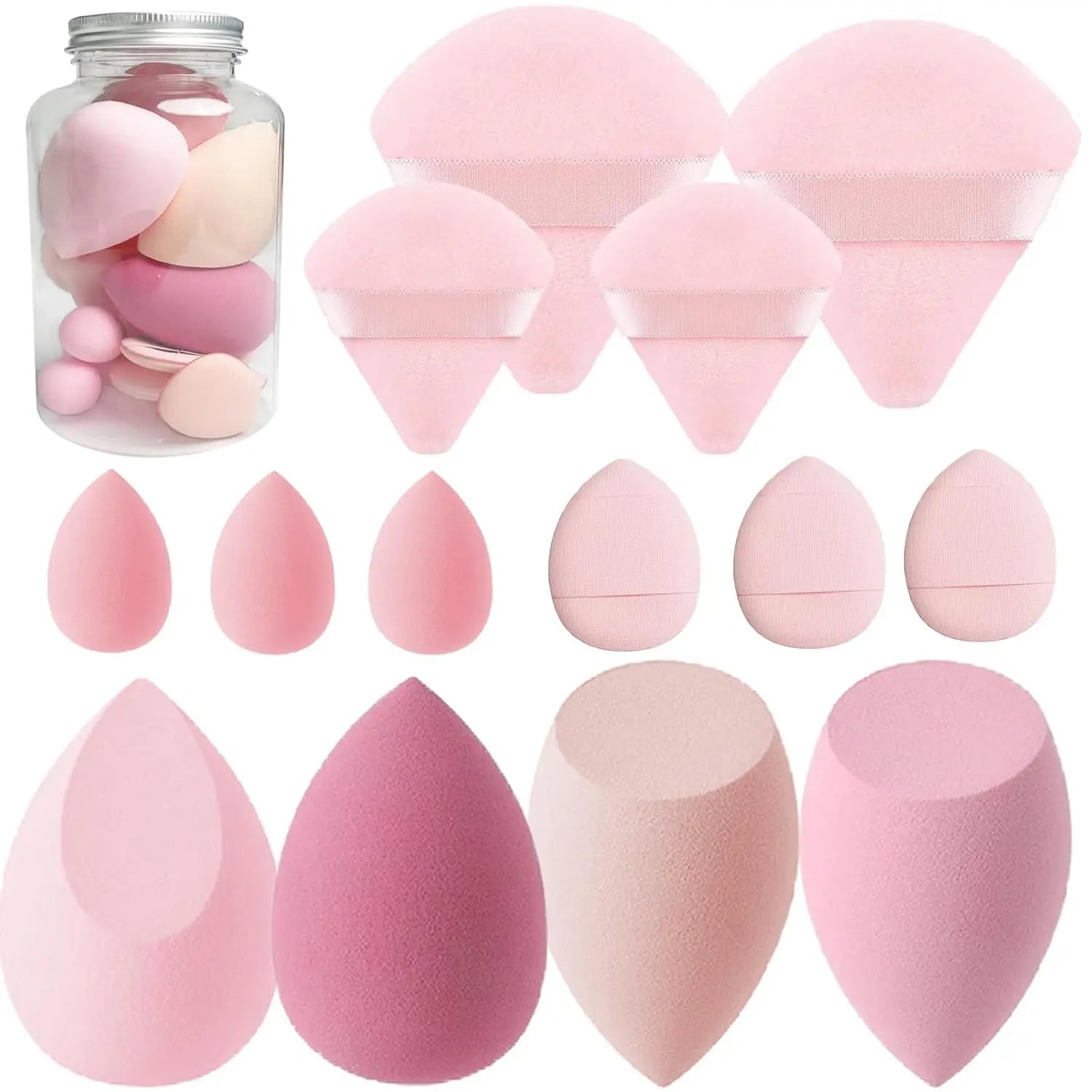 Makeup Sponge Set Blender Sponges 14/16Pcs for Liquid Cream, and Powder Latex Free Makeup Sponges Multi-colored Sponges