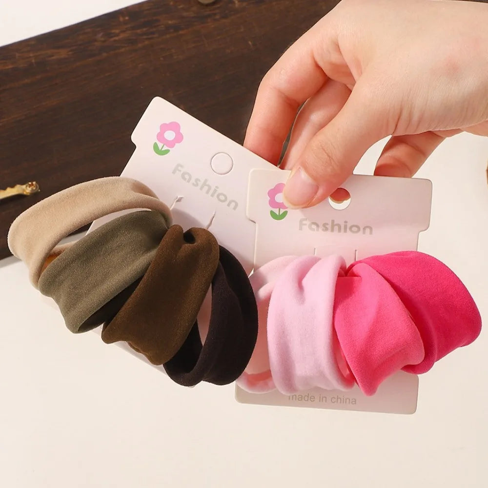 4Pcs/Set Soft Wide Nylon Scrunchies Elastic Hair Bands for Women Girls Fashion Ponytail Holders Rubber Ties Hair Accessories