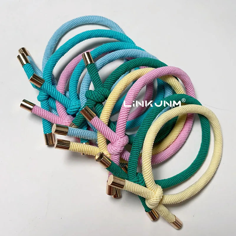 10PCS Women Trendy Elastic Hair Rubber Bands  Girls Hair Bands Hair Scrunchies Gold Plated  Hair Accessories Hair Gum/Tie/Holder
