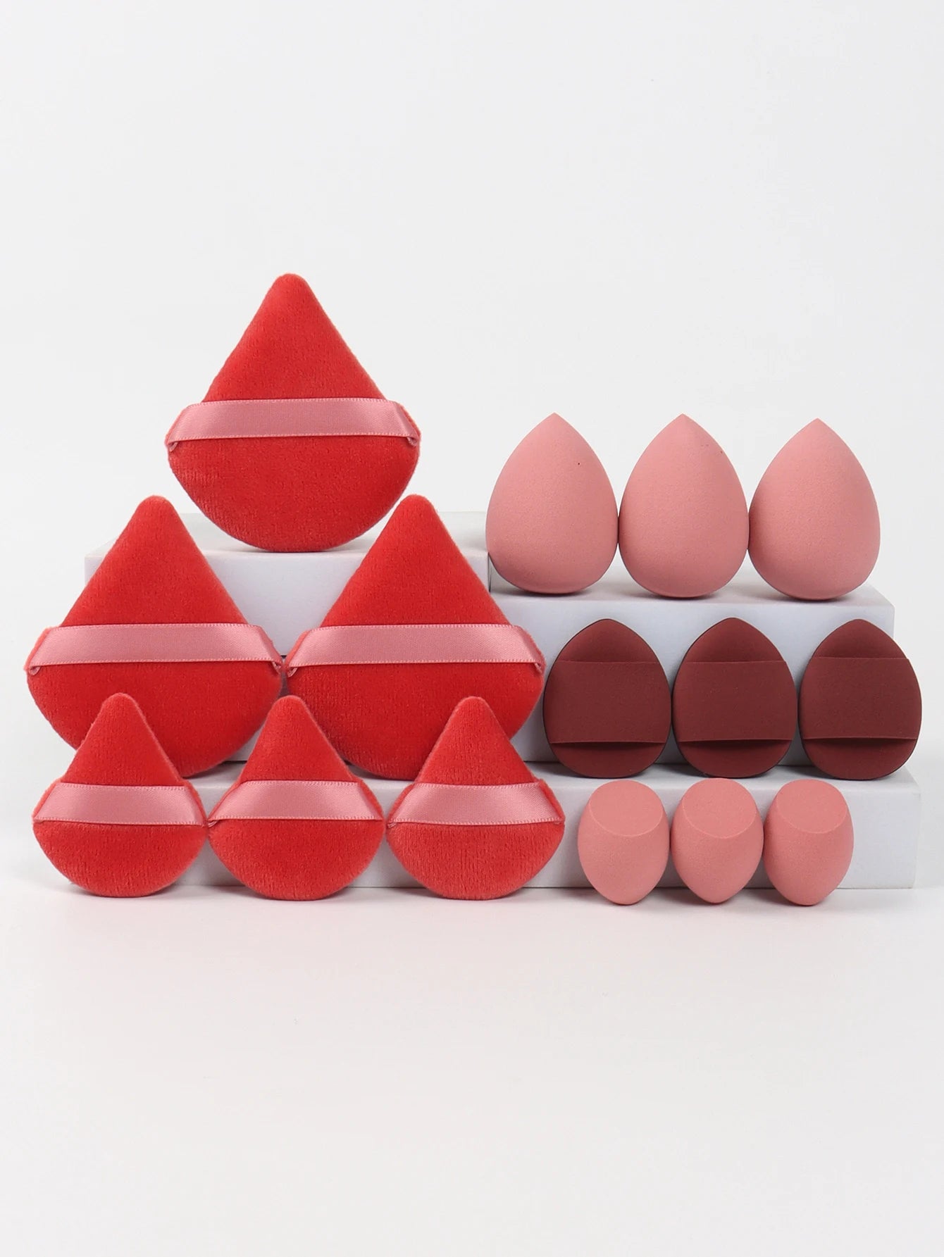 Multi Effect 15 Piece Set 3 Loose Powder Puffs&3 Mini Loose Powder Puffs&3 Medium-Sized Eggs&3 Mini Eggs&3 Air Cushions. Founda