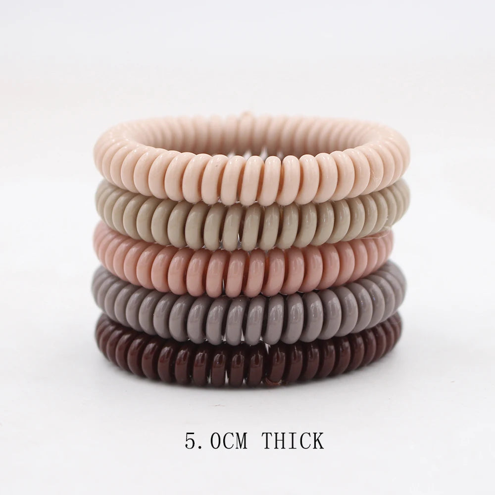 5Pcs/set New Fashion Matt Solid Telephone Wire Elastic Hair Band Frosted Spiral Cord Rubber Band Hair Tie Stretch Head Band Gum