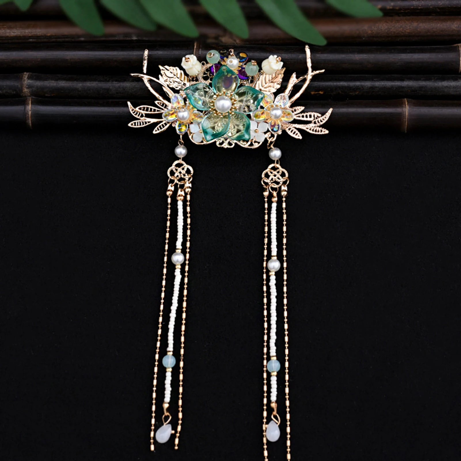 Retro Flower Hairpin Headdress Chinese Hair Clip With Flower Decor Hairpin Weaving Jewelry For Hairstyle Hanfu Hair Accessories