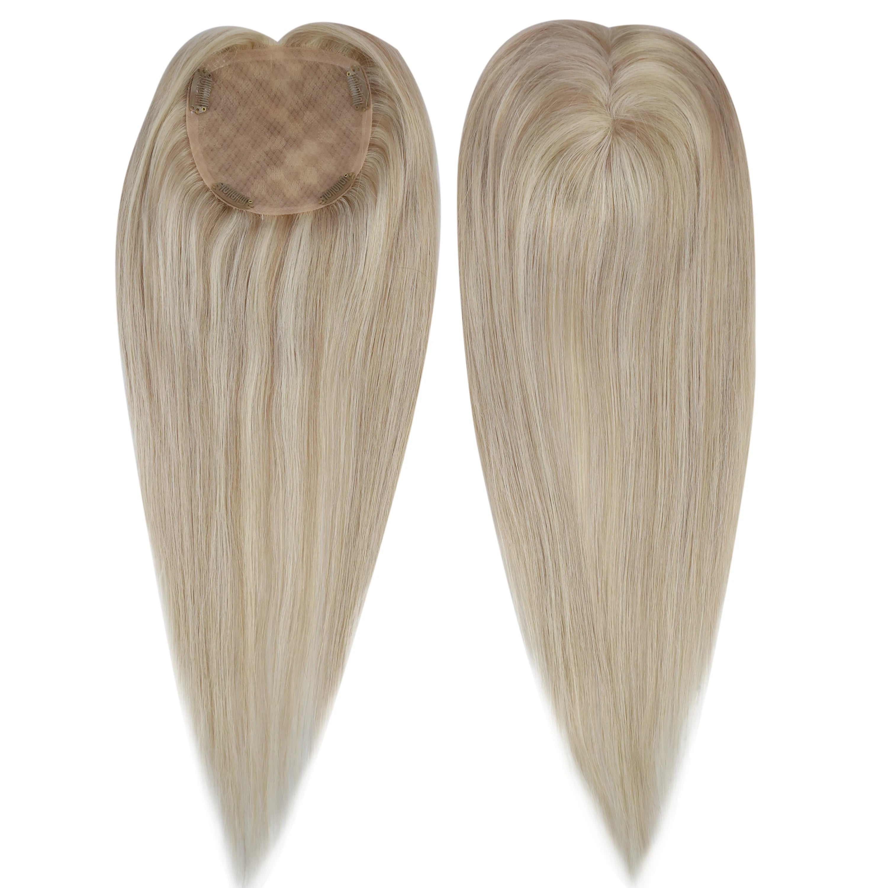 Full Shine Hair Topper Ombre 13*13cm Machine Naturally Comfortable Piece With Clips 100% Breathable Mono Base For Woman