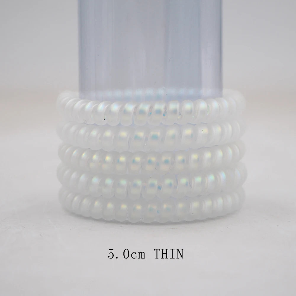 5Pcs/set New Fashion Matt Solid Telephone Wire Elastic Hair Band Frosted Spiral Cord Rubber Band Hair Tie Stretch Head Band Gum