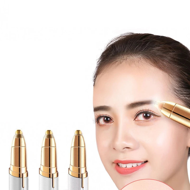 1PC Automatic Electric Eyebrow Trimmer for Beginners Nose Hair Shaver Brush Scraper with Battery （Self provided battery））