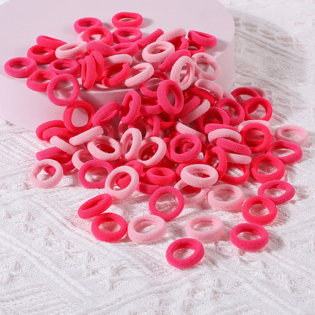100PCS Colorful Basic Nylon Ealstic Hair Ties for Girls Children Ponytail Hold Scrunchie Rubber Band Kids Basic Hair Accessories