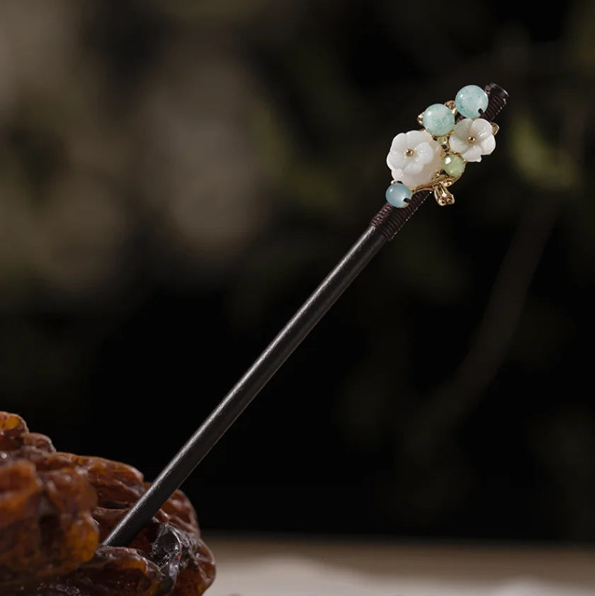 Wood Tassel Step Shaking Hairpin Chopstick Hair Stick Ancient Hair Ornament Pan Headdress Flower Hair Styling Accessories Gifts