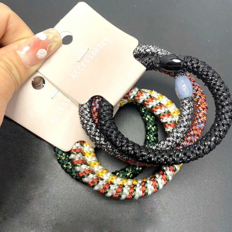3pcs/lot Fashion Thick Black Hair Ties For Women Rubber Band For Thick Hair Lady Girls Big Elastic Hair Bands Pony Tail Holder