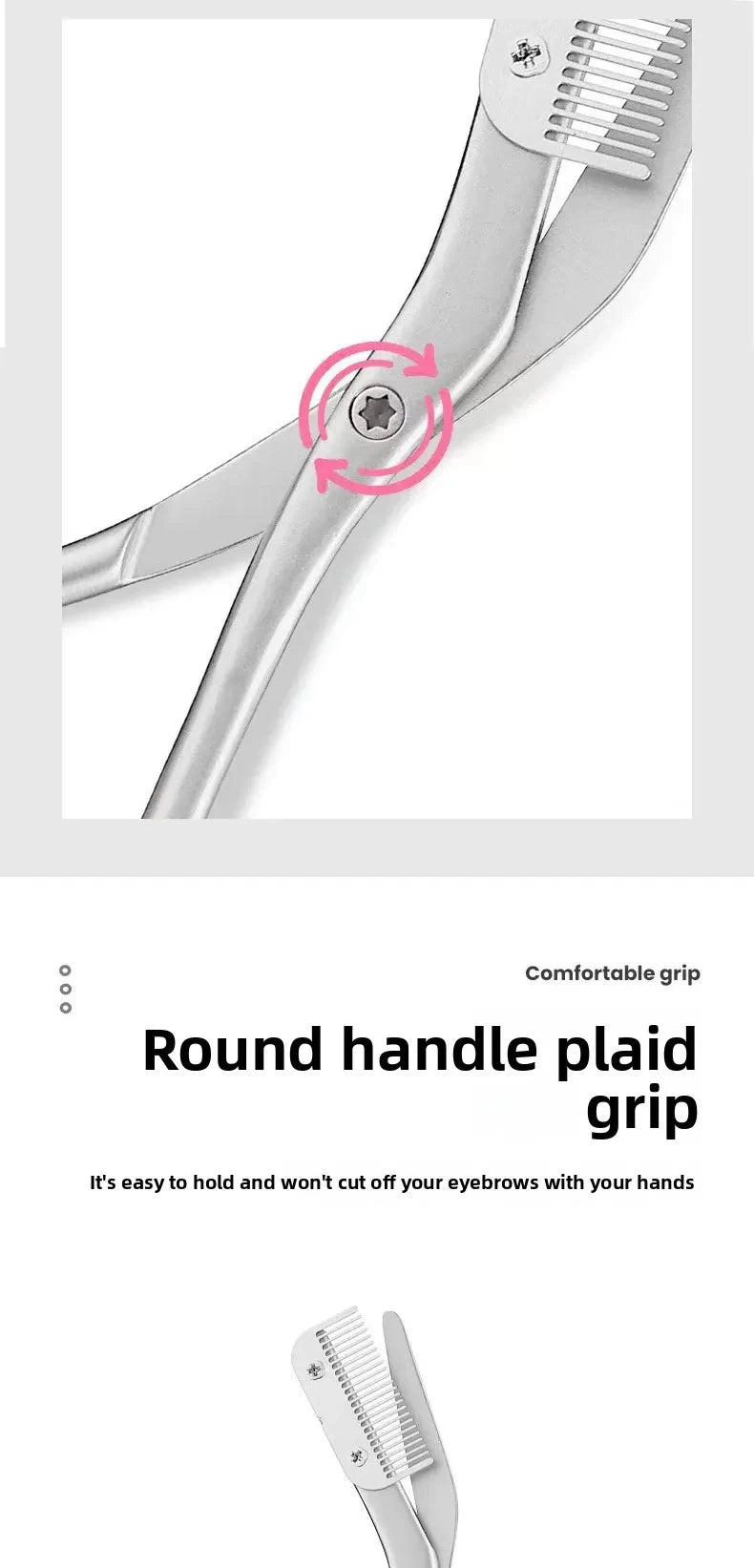 1PCS Eyebrow Trimmer Scissor New Stainless Steel Eyebrow Scissors with Comb,Portable Non Slip Professional Eyebrow Trimmer