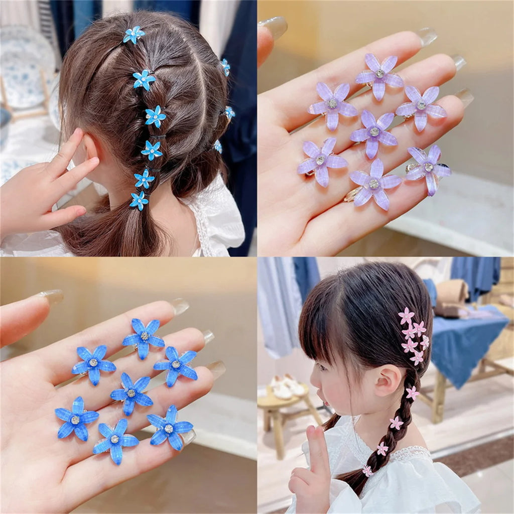 10PCS Braided Hair Clips Small Flower Hair Buttons Mini Claw Hairpins Everyday Styling Travel Accessories Gift