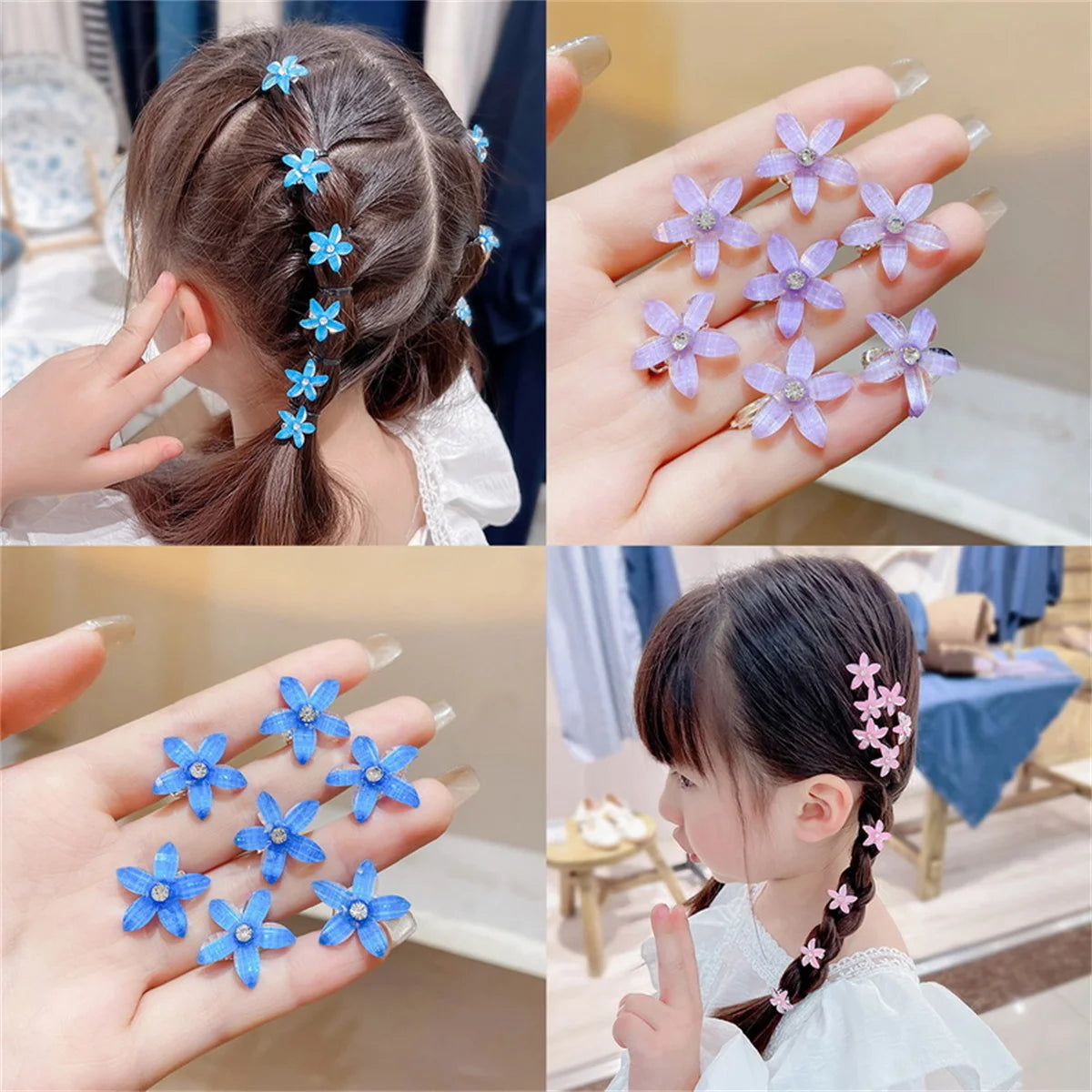 10PCS Braided Hair Clips Small Flower Hair Buttons Mini Claw Hairpins Everyday Styling Travel Accessories Gift