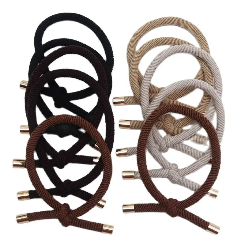 10PCS Women Trendy Elastic Hair Rubber Bands  Girls Hair Bands Hair Scrunchies Gold Plated  Hair Accessories Hair Gum/Tie/Holder
