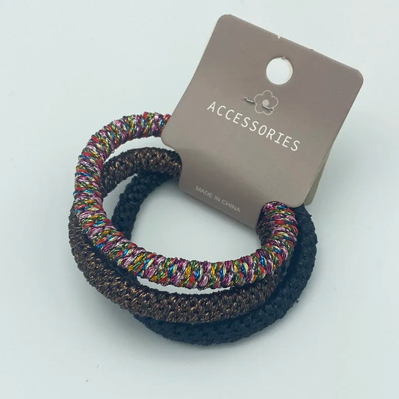 3pcs/lot Fashion Thick Black Hair Ties For Women Rubber Band For Thick Hair Lady Girls Big Elastic Hair Bands Pony Tail Holder
